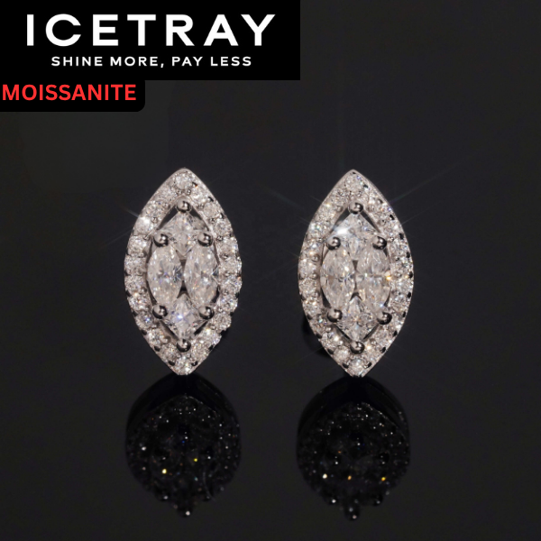 ICETRAY Deluxe Moissanite Marquise Cut Stud Earrings