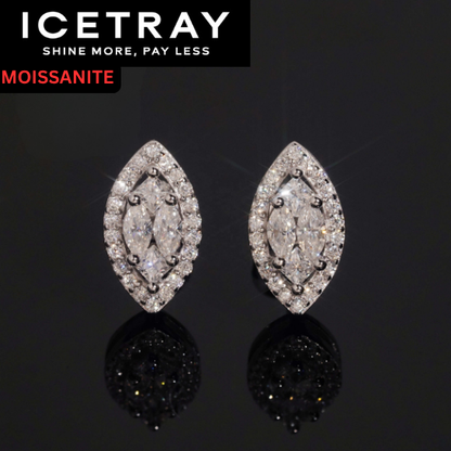 ICETRAY Deluxe Moissanite Marquise Cut Stud Earrings