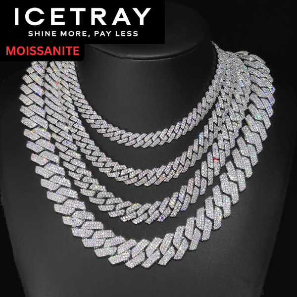 ICETRAY Deluxe Moissanite Prong Cuban Link Chain