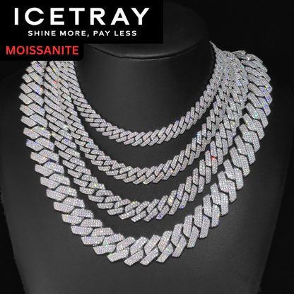 ICETRAY Deluxe Moissanite Prong Cuban Link Chain