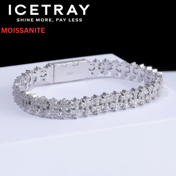 ICETRAY Deluxe Moissanite Cross Link Bracelet