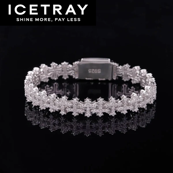 ICETRAY Cross Link Bracelet in White Gold