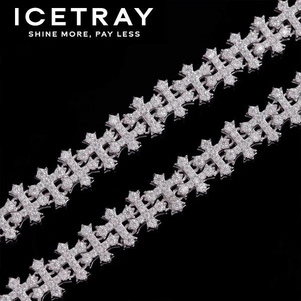 ICETRAY Cross Link Chain in White Gold