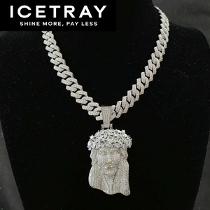 Iced Out Jesus Pendant in White Gold