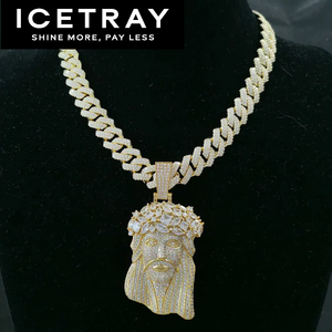 Iced Out Jesus Pendant in Yellow Gold