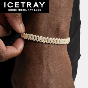 ICETRAY Prong Cuban Link Bracelet in White or Yellow Gold - 8mm
