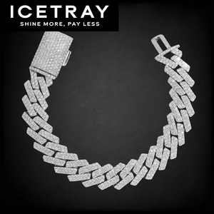 ICETRAY Prong Cuban Link Bracelet in White Gold - 15mm
