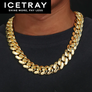 ICETRAY Miami Cuban Link Chain in Yellow Gold with Iced Out Clasp