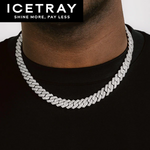 ICETRAY Prong Cuban Link Chain in White Gold - 12mm