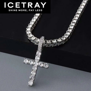 ICETRAY Tennis Chain + Cross Pendant Bundle