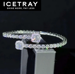 Square Cut Bangle Tennis Bracelet in White Gold