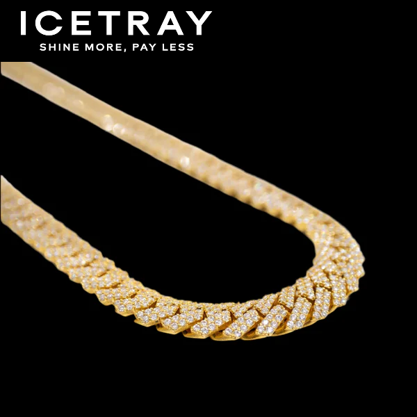 ICETRAY Prong Cuban Link Chain in Yellow Gold - 15MM