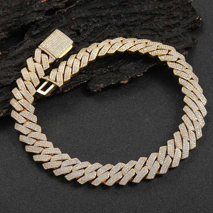 ICETRAY Prong Iced Out Cuban Link Chain - Yellow or White Gold