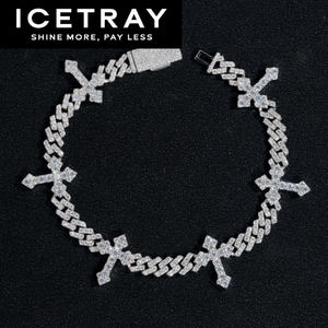 ICETRAY Cross Bracelet in White Gold