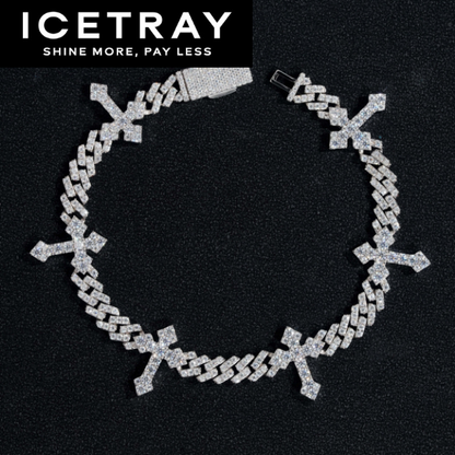 ICETRAY Cross Bracelet in White Gold
