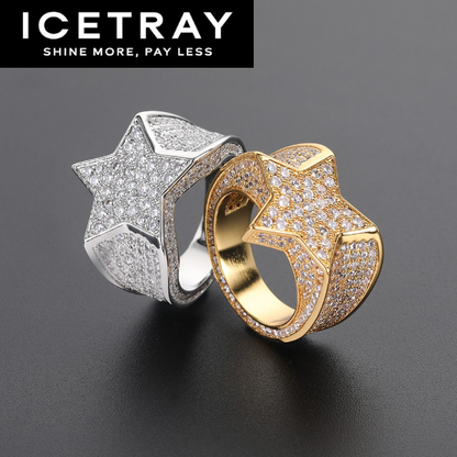 ICETRAY Iced Out Star Ring - White or Yellow Gold
