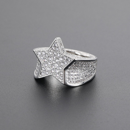ICETRAY Iced Out Star Ring - White or Yellow Gold