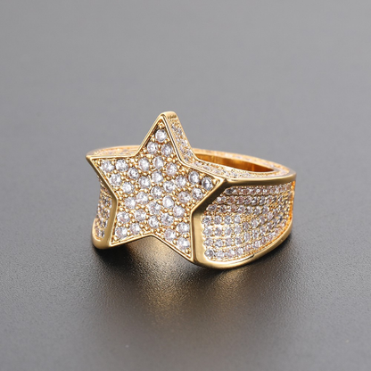 ICETRAY Iced Out Star Ring - White or Yellow Gold