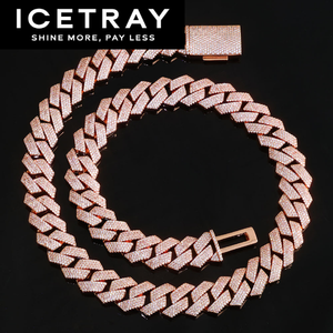 ICETRAY Prong Iced Out Cuban Link Chain in Rose Gold - 15MM