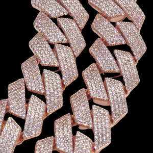 ICETRAY Prong Iced Out Cuban Link Chain in Rose Gold - 15MM