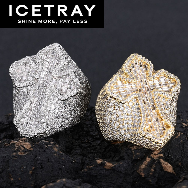 ICETRAY Baguette Cross Ring