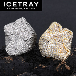 ICETRAY Baguette Cross Ring