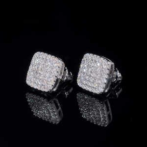 ICETRAY Deluxe Moissanite Square Earrings in White Gold