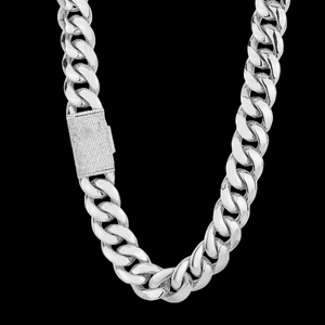 ICETRAY Miami Cuban Link Chain with Iced Out Clasp - White or Yellow Gold