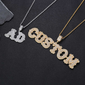 ICETRAY Custom Baguette Goth Font Pendant
