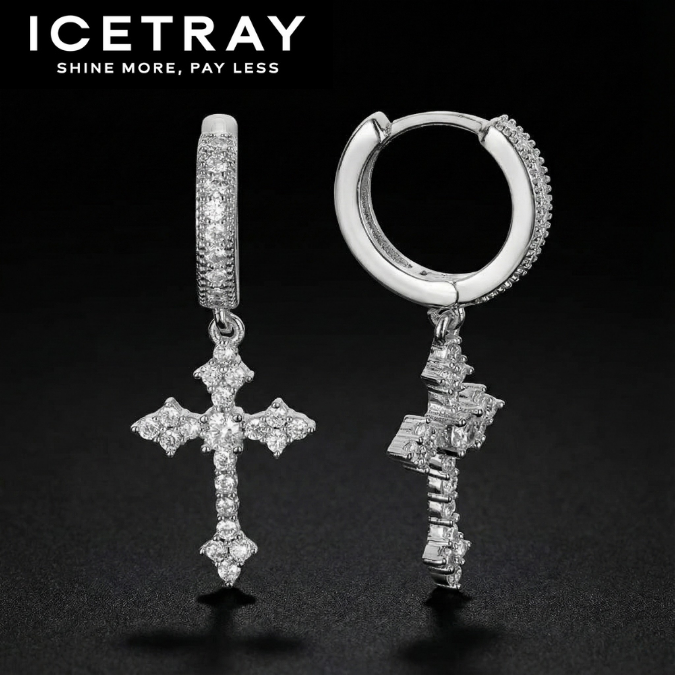 ICETRAY Cross Hoop Earrings