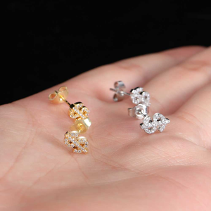 ICETRAY Iced Out Dollar Sign Earrings