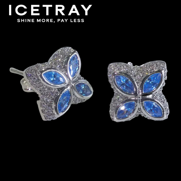 ICETRAY Iced Out Clover Earrings