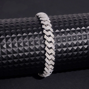 ICETRAY Deluxe Moissanite Prong Cuban Link Bracelet in White Gold