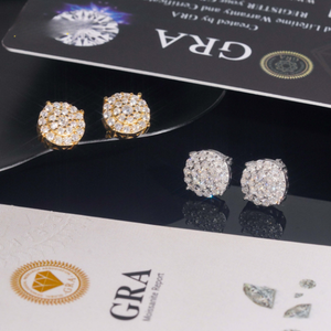 ICETRAY Deluxe Moissanite Round Cluster Stud Earrings