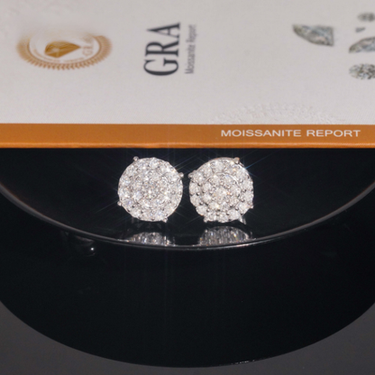 ICETRAY Deluxe Moissanite Round Cluster Stud Earrings