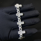 ICETRAY Deluxe Moissanite Infinity Link Cross Bracelet in White Gold