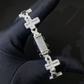 ICETRAY Deluxe Moissanite Infinity Link Cross Bracelet in White Gold