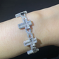 ICETRAY Deluxe Moissanite Infinity Link Cross Bracelet in White Gold