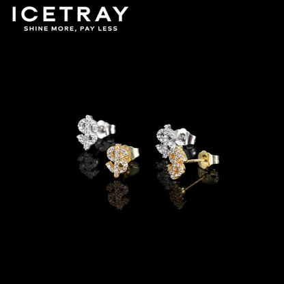 ICETRAY Iced Out Dollar Sign Earrings