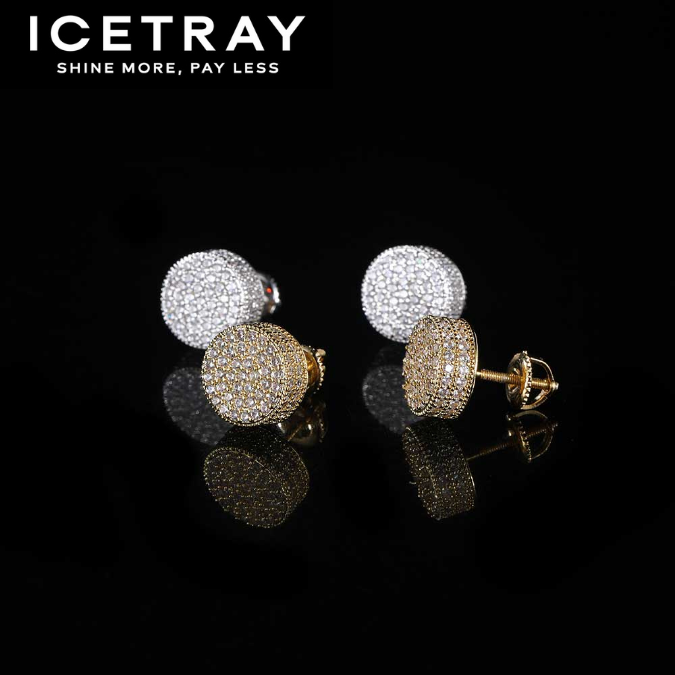 ICETRAY Iced Out Round Stud Earrings