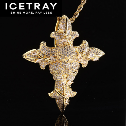 ICETRAY Rose Skull Cross Pendant