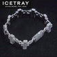 ICETRAY Deluxe Moissanite Infinity Link Cross Bracelet in White Gold